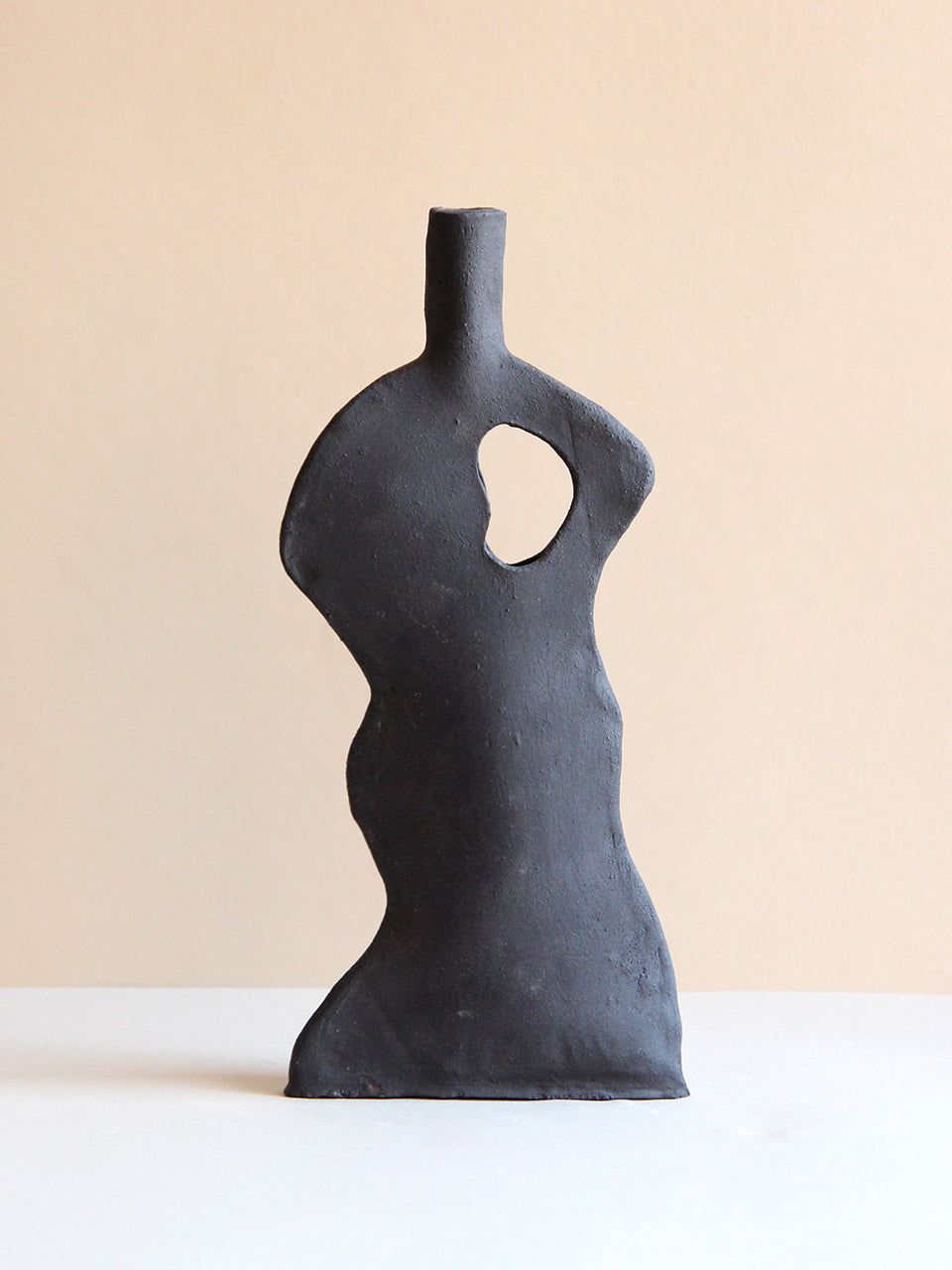 Organic black stoneware vase